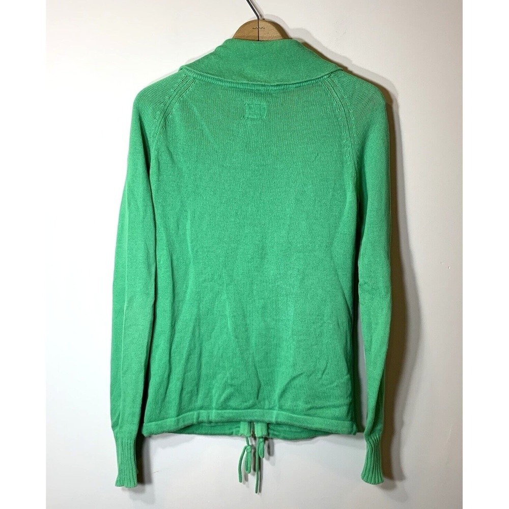 Converse Full Zip Cardigan Sweater Womens M Green 100% Cotton Collar - Picture 5 of 10